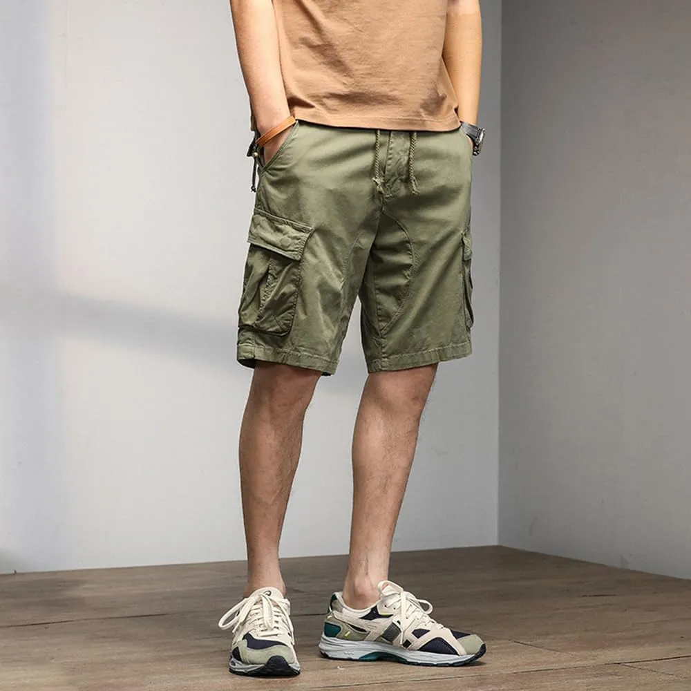Men's Multi Pockets Graffiti Cargo Shorts Summer Regular Fit Drawstring Cotton Tactical Shorts