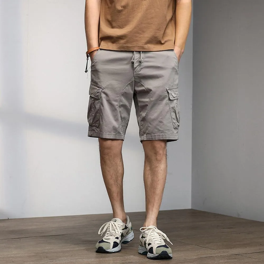 Men's Multi Pockets Graffiti Cargo Shorts Summer Regular Fit Drawstring Cotton Tactical Shorts