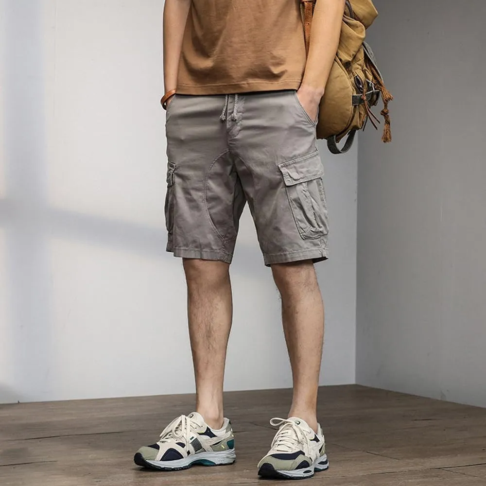 Men's Multi Pockets Graffiti Cargo Shorts Summer Regular Fit Drawstring Cotton Tactical Shorts