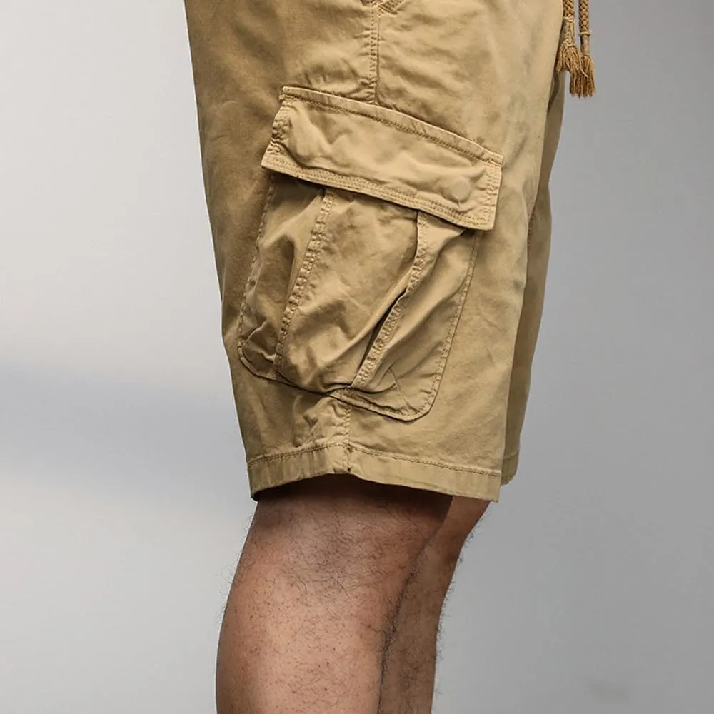 Men's Multi Pockets Graffiti Cargo Shorts Summer Regular Fit Drawstring Cotton Tactical Shorts