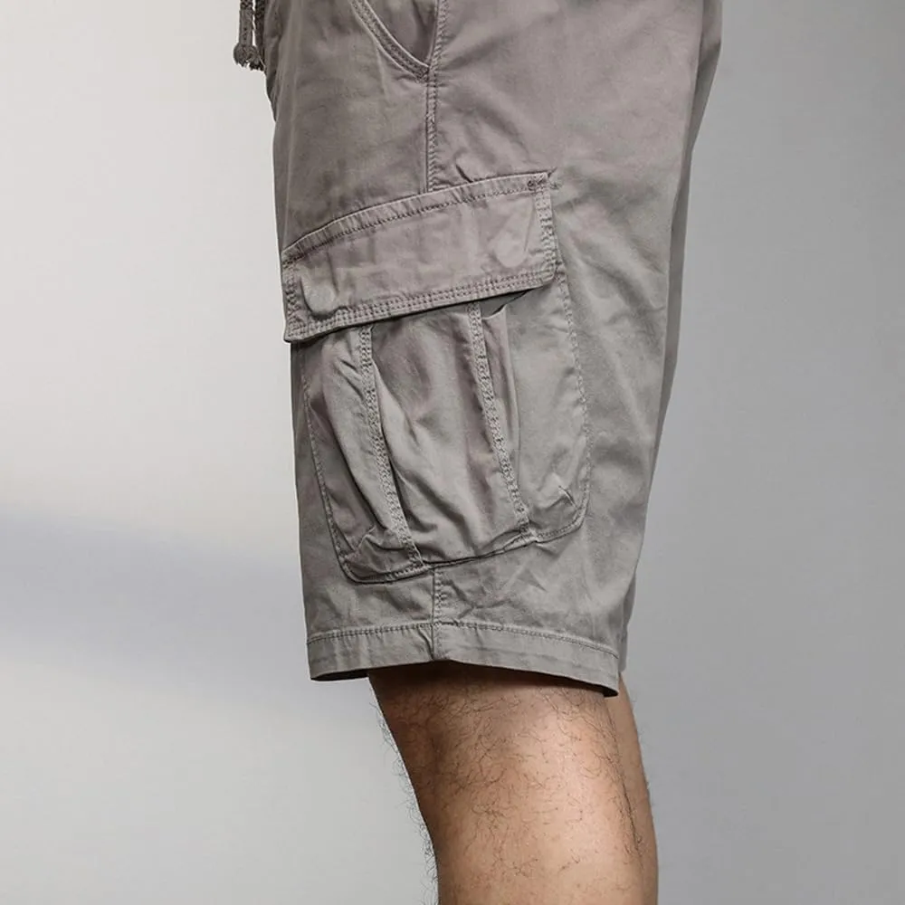 Men's Multi Pockets Graffiti Cargo Shorts Summer Regular Fit Drawstring Cotton Tactical Shorts