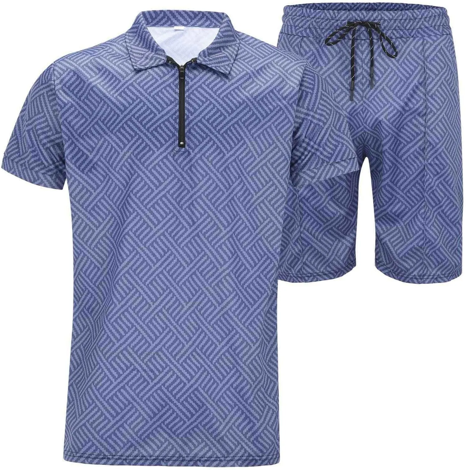 Men's Polo Shirt & Shorts Set, 2 Piece Solid Color Basic Outfits Fashion Summer Tracksuits Short Sleeve Casual Polo Suit