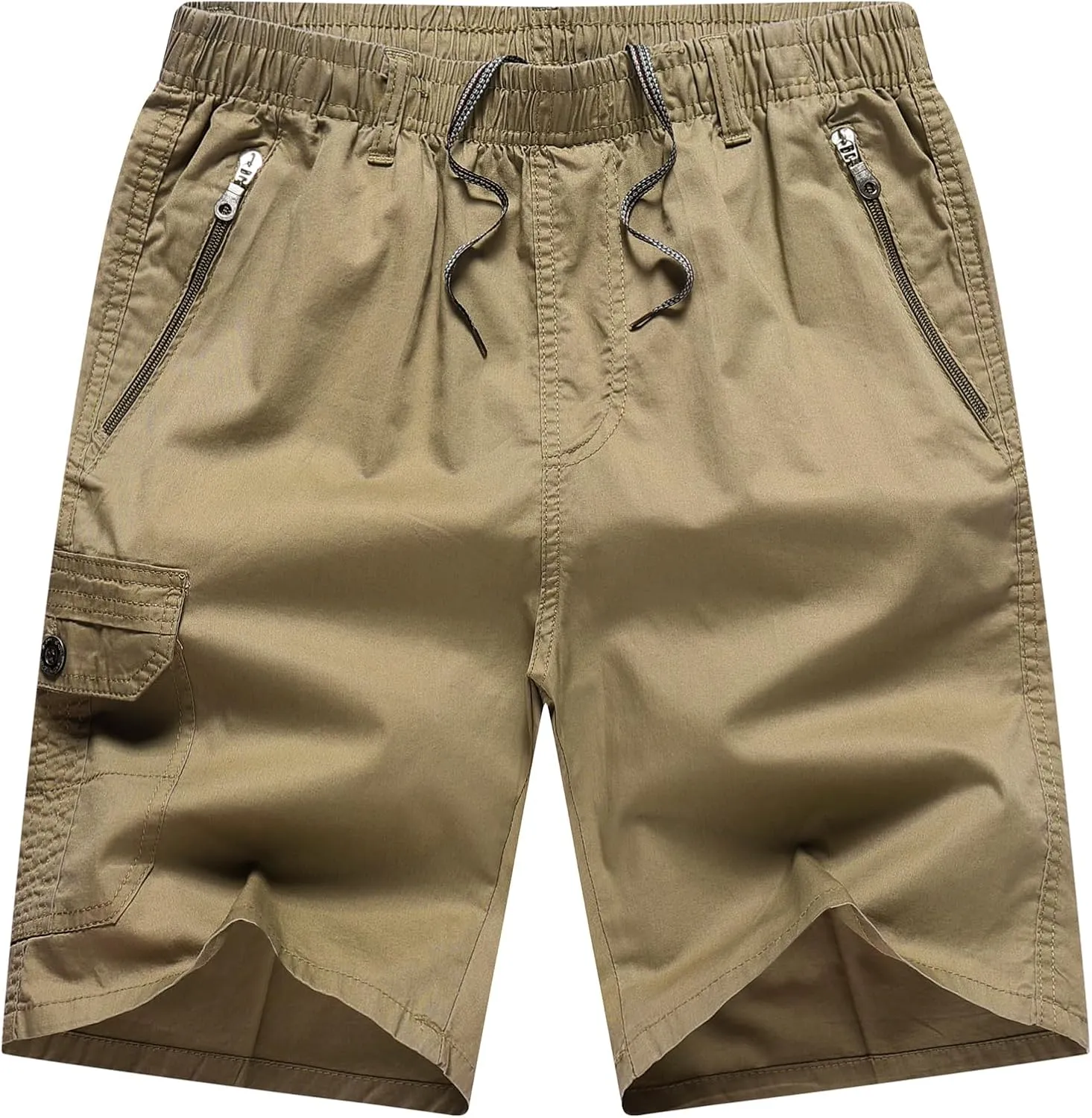 Men's Relaxed Fit Cargo Shorts Solid Cotton Cargo Shorts with Pockets Drawstring Work Shorts for Men