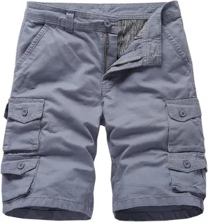 Mens Shorts Cargo Multi-Pockets Casual Work Shorts Solid Color Lightweight Hiking Shorts for Camping Hiking