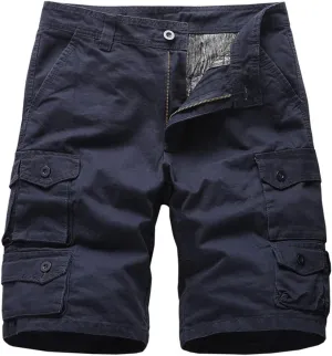 Mens Shorts Cargo Multi-Pockets Casual Work Shorts Solid Color Lightweight Hiking Shorts for Camping Hiking