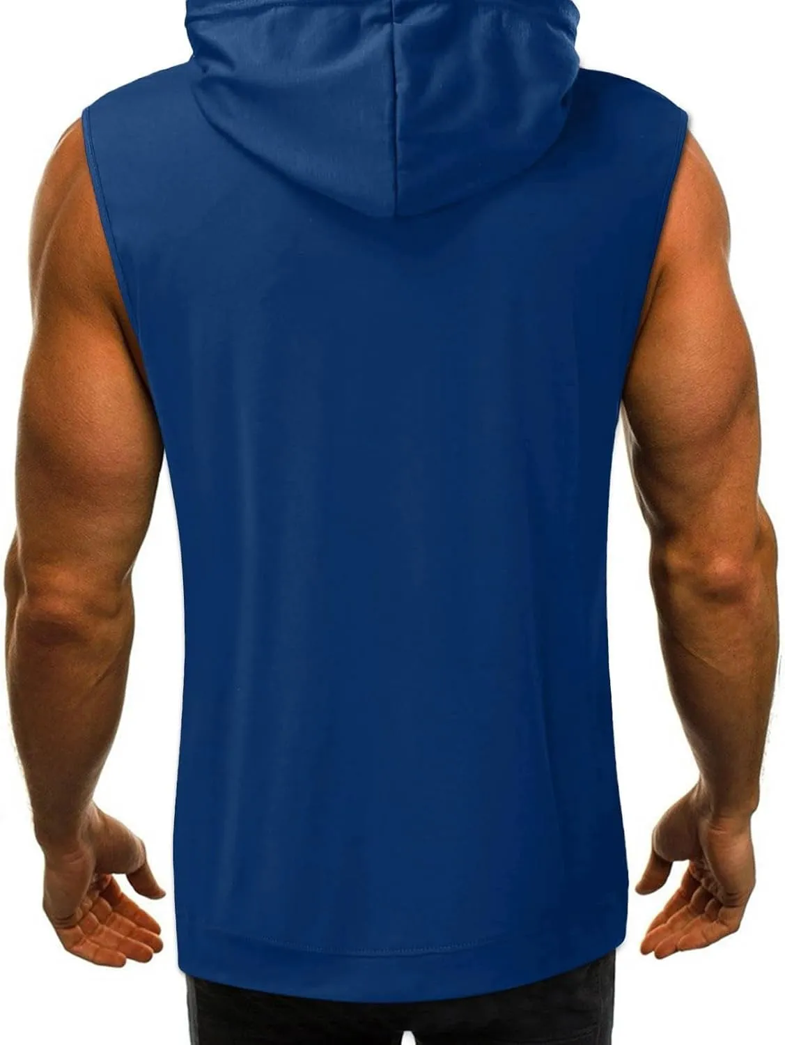 Mens Sleeveless Hoodies Drawstring Lightweight Outdoor Active Tank Tops Solid Color Loose Fashion Casual Versatile Pullover