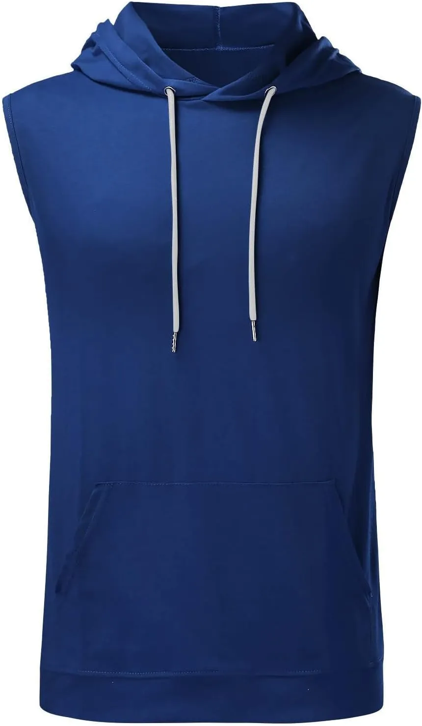 Mens Sleeveless Hoodies Drawstring Lightweight Outdoor Active Tank Tops Solid Color Loose Fashion Casual Versatile Pullover