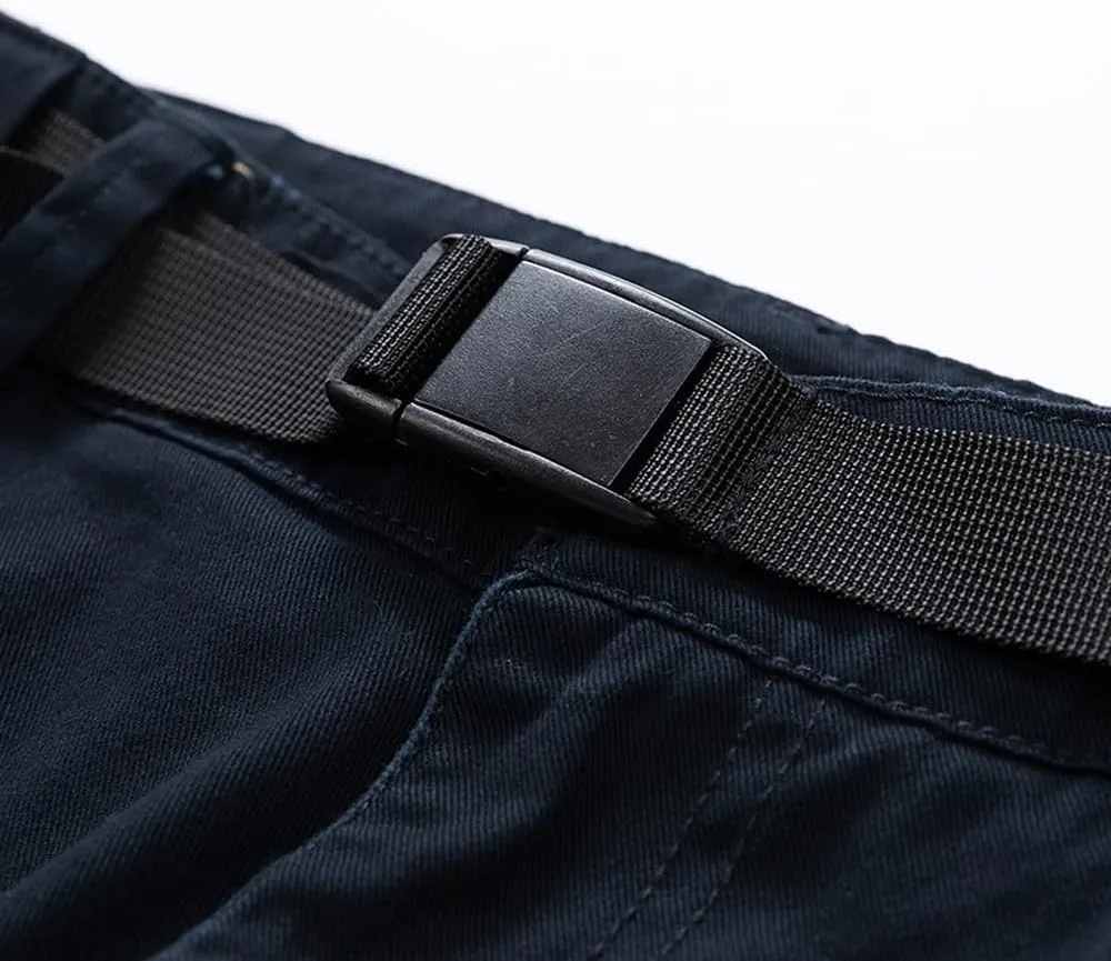Men's Slim Fit Casual Cargo Shorts Summer Solid Drawstring Cotton Work Shorts