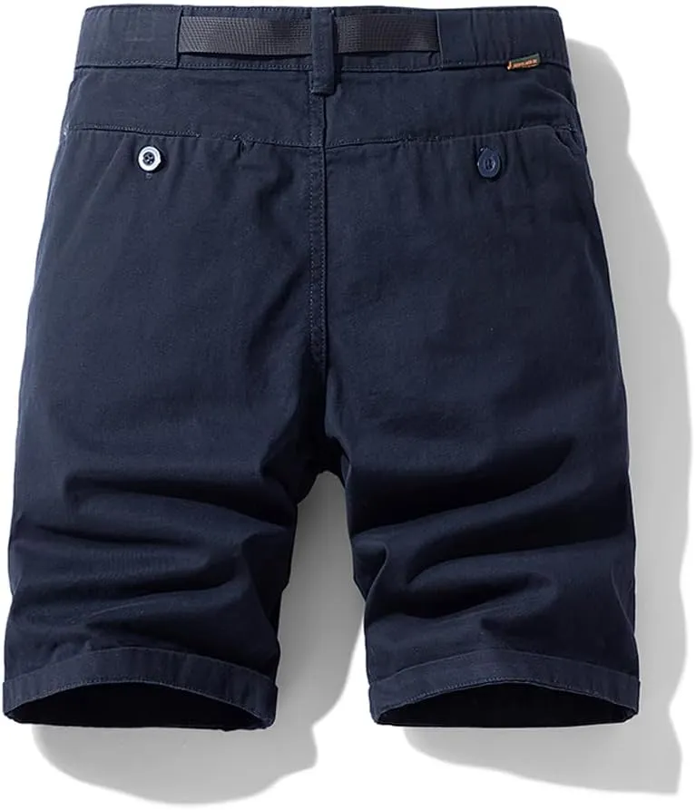Men's Slim Fit Casual Cargo Shorts Summer Solid Drawstring Cotton Work Shorts