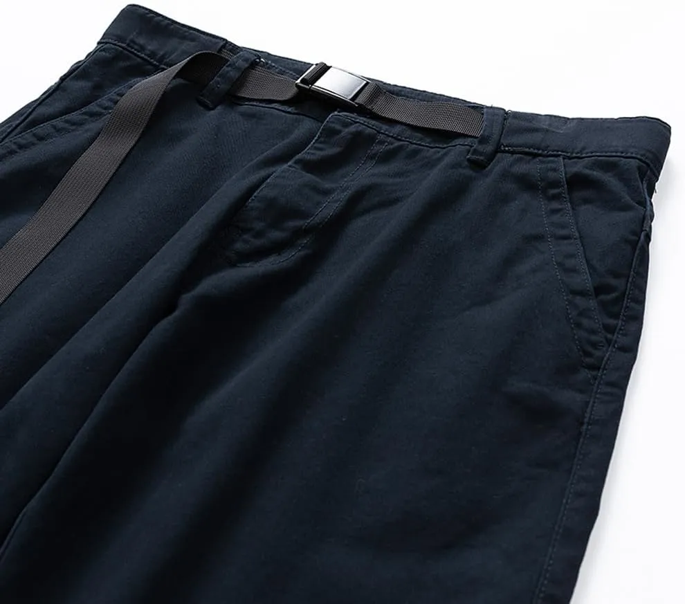 Men's Slim Fit Casual Cargo Shorts Summer Solid Drawstring Cotton Work Shorts