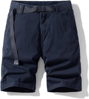 Men's Slim Fit Casual Cargo Shorts Summer Solid Drawstring Cotton Work Shorts