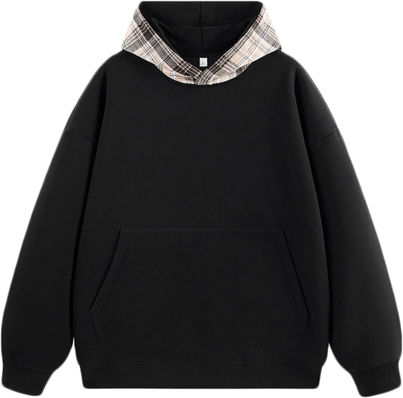 Mens Sweatshirt Hoodies Long Sleeve Casual Sweatshirts Men's Classic Plaid Hoodies with Pocket Drawstring Pullover