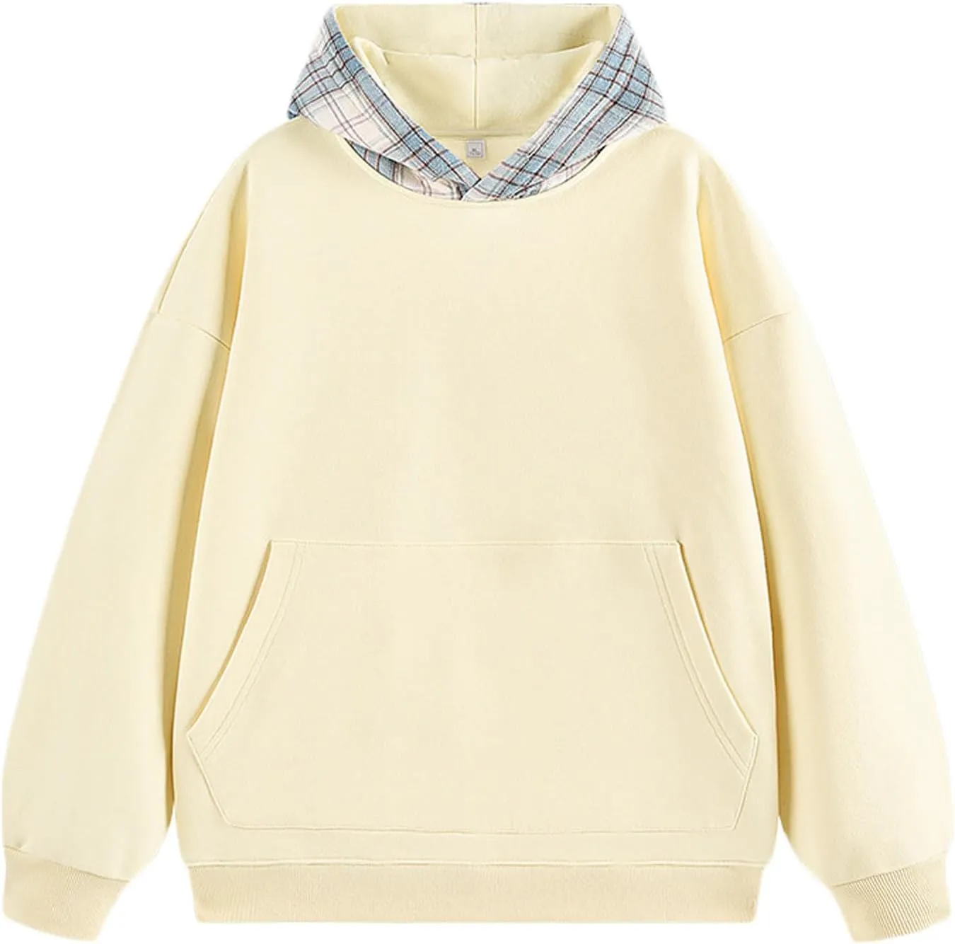 Mens Sweatshirt Hoodies Long Sleeve Casual Sweatshirts Men's Classic Plaid Hoodies with Pocket Drawstring Pullover