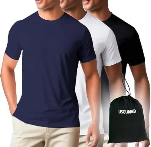 Men's T-Shirts 3 Pack,100% Combed Cotton Plain Fitted Short Sleeves Crew Neck Tees Multipack Basic T Shirts for Men