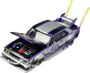 Metal Die Cast Toy Cars 1:64 for Nissan Skyline Mk5 C210 Chrome Purple Alloy Sports Car Model Modified Miniature Die-Cast Replicas for Home Or Office Décor