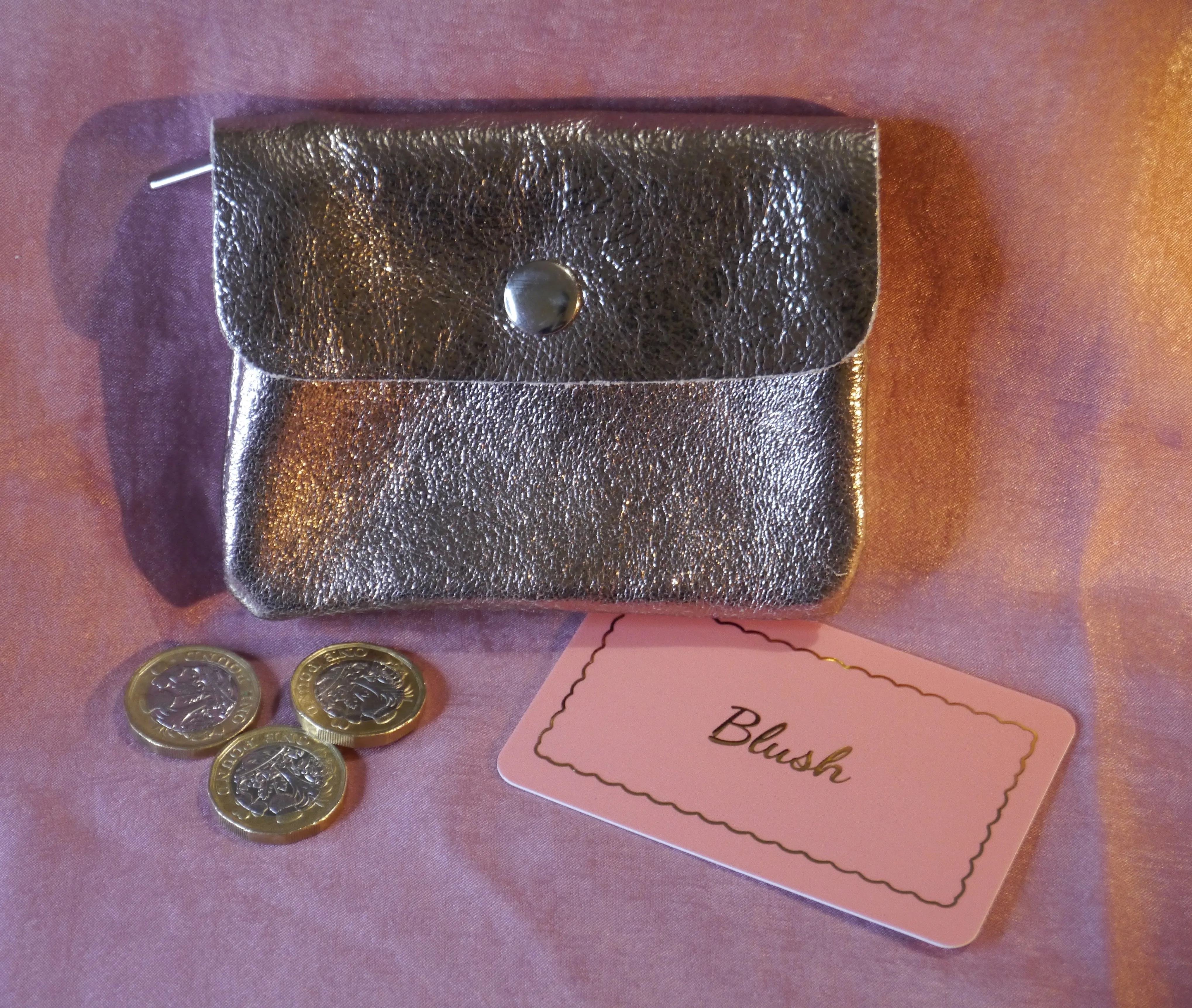 Metallic Leather Coin & Card Purse