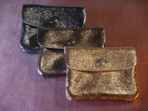 Metallic Leather Coin & Card Purse