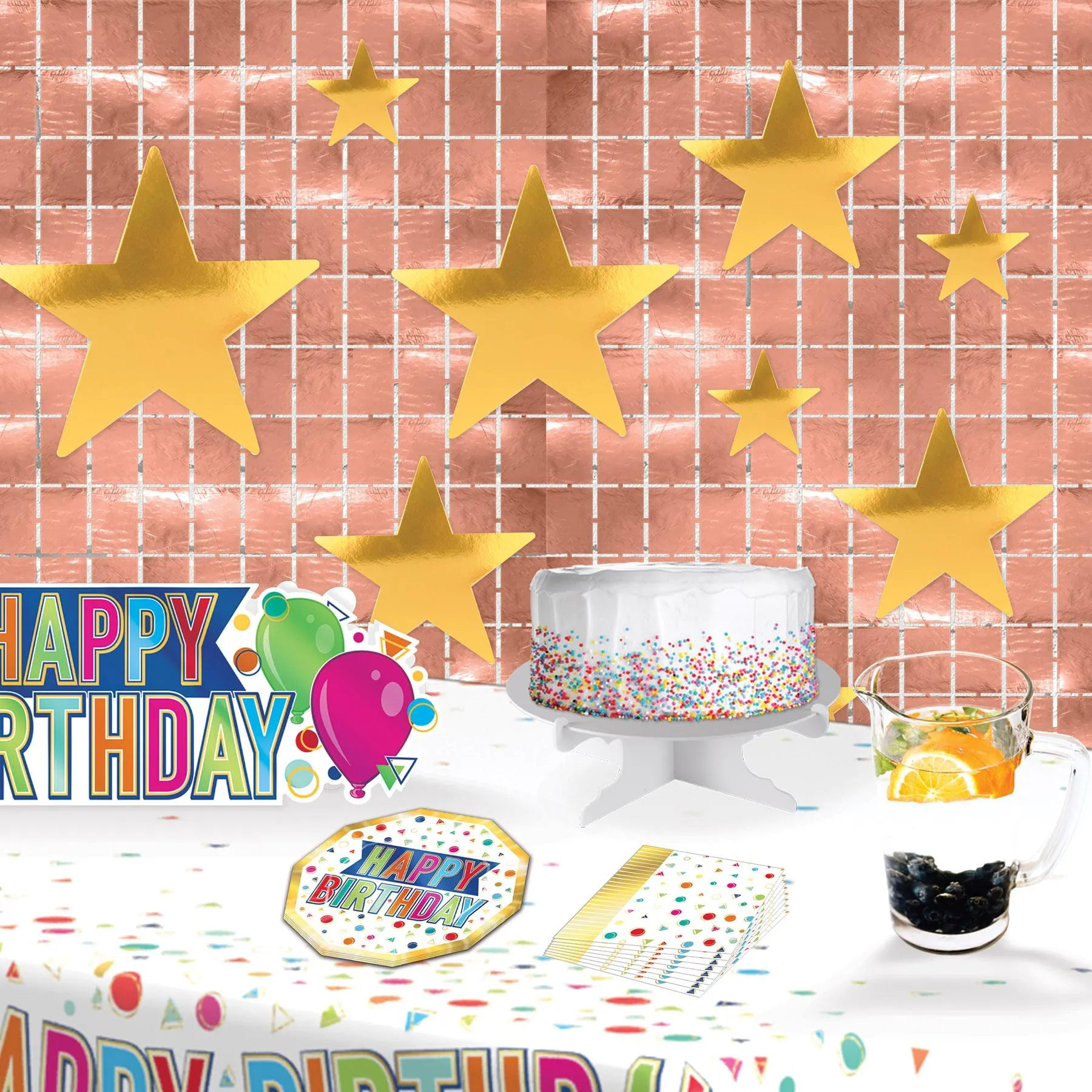 Metallic Party Square Curtain - Rose Gold (6 Per Case)