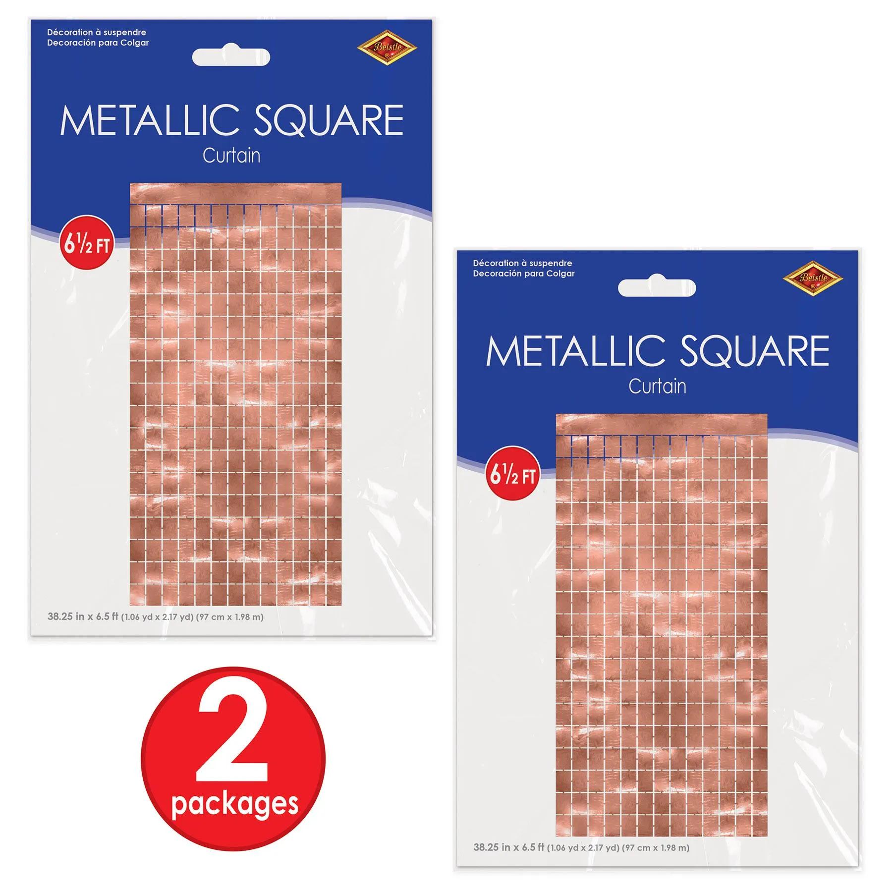 Metallic Party Square Curtain - Rose Gold (6 Per Case)