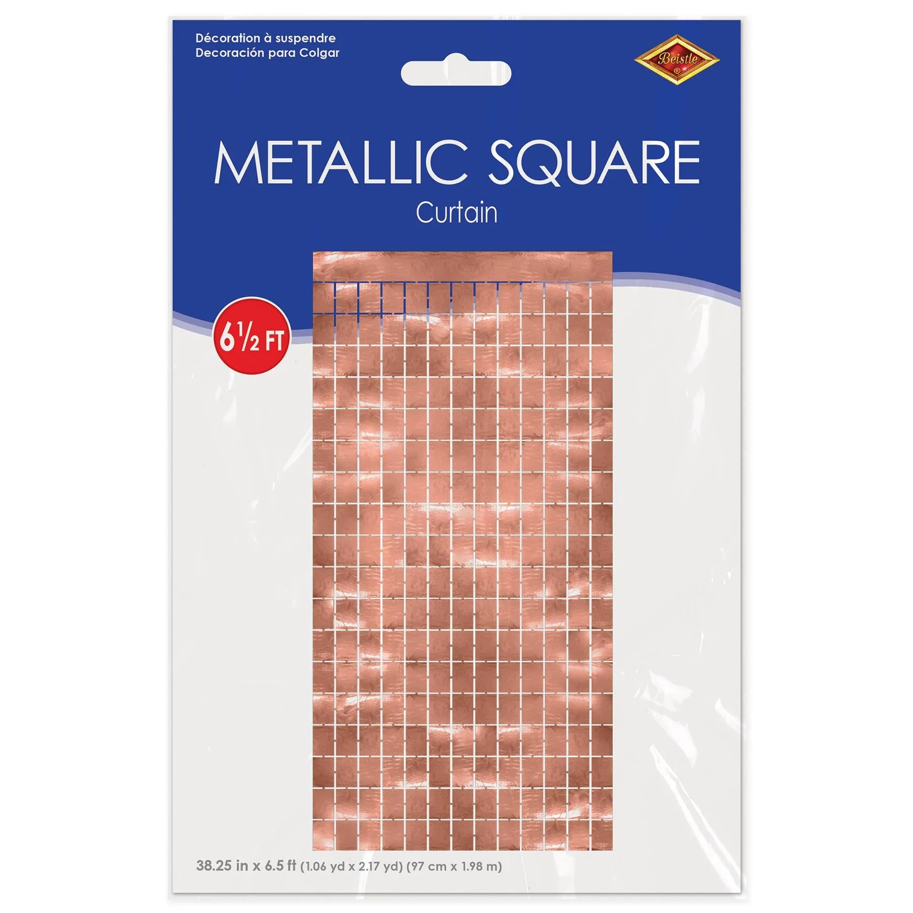 Metallic Party Square Curtain - Rose Gold (6 Per Case)