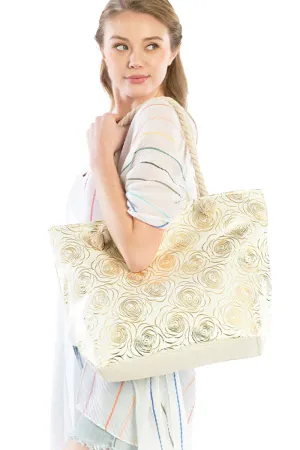 Metallic Rose Beach Bag