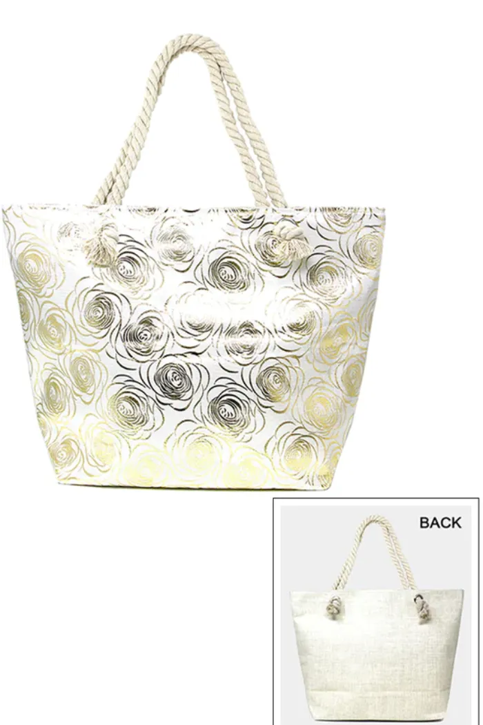 Metallic Rose Beach Bag