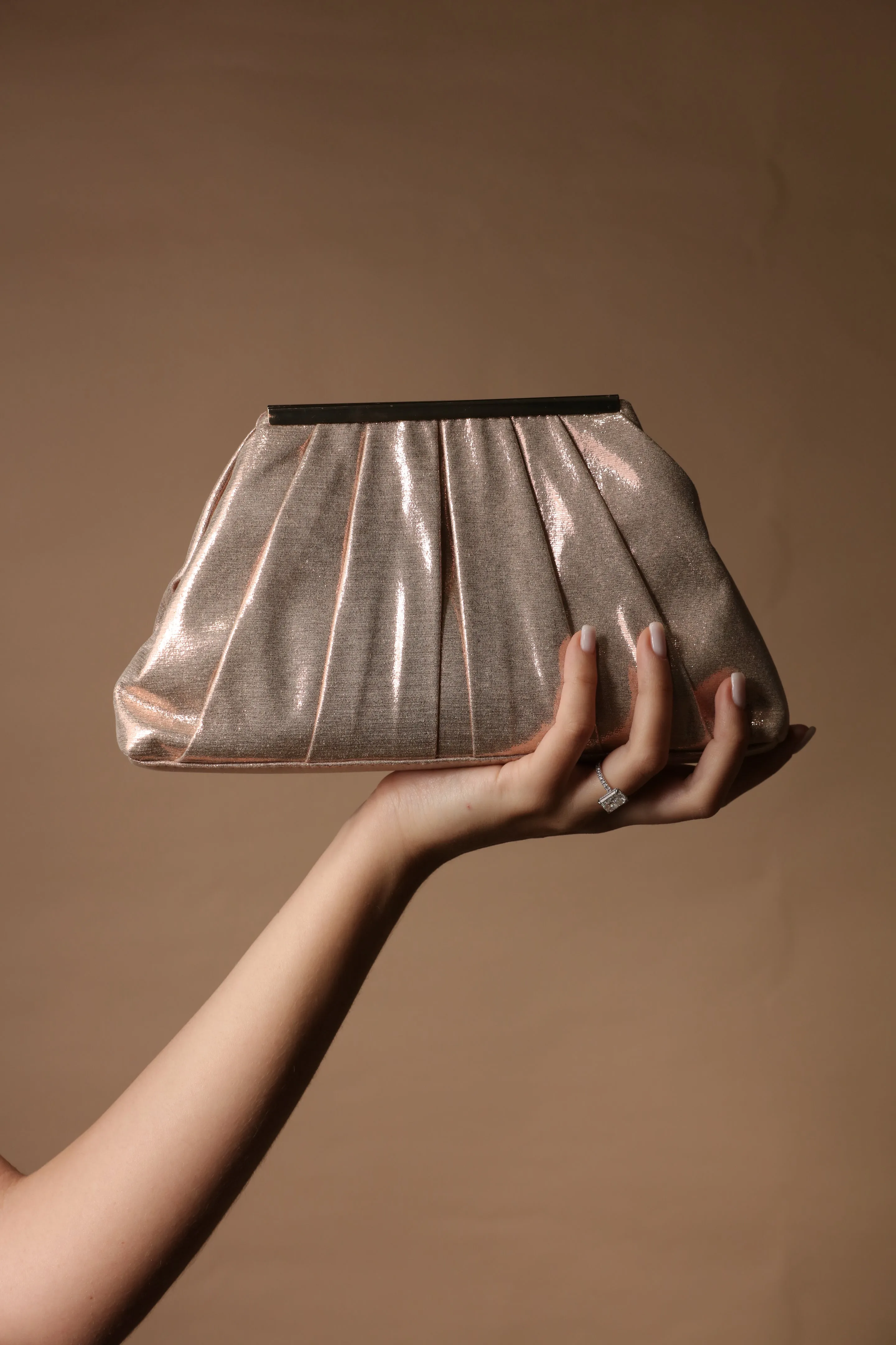 Metallic Rose Gold Clutch