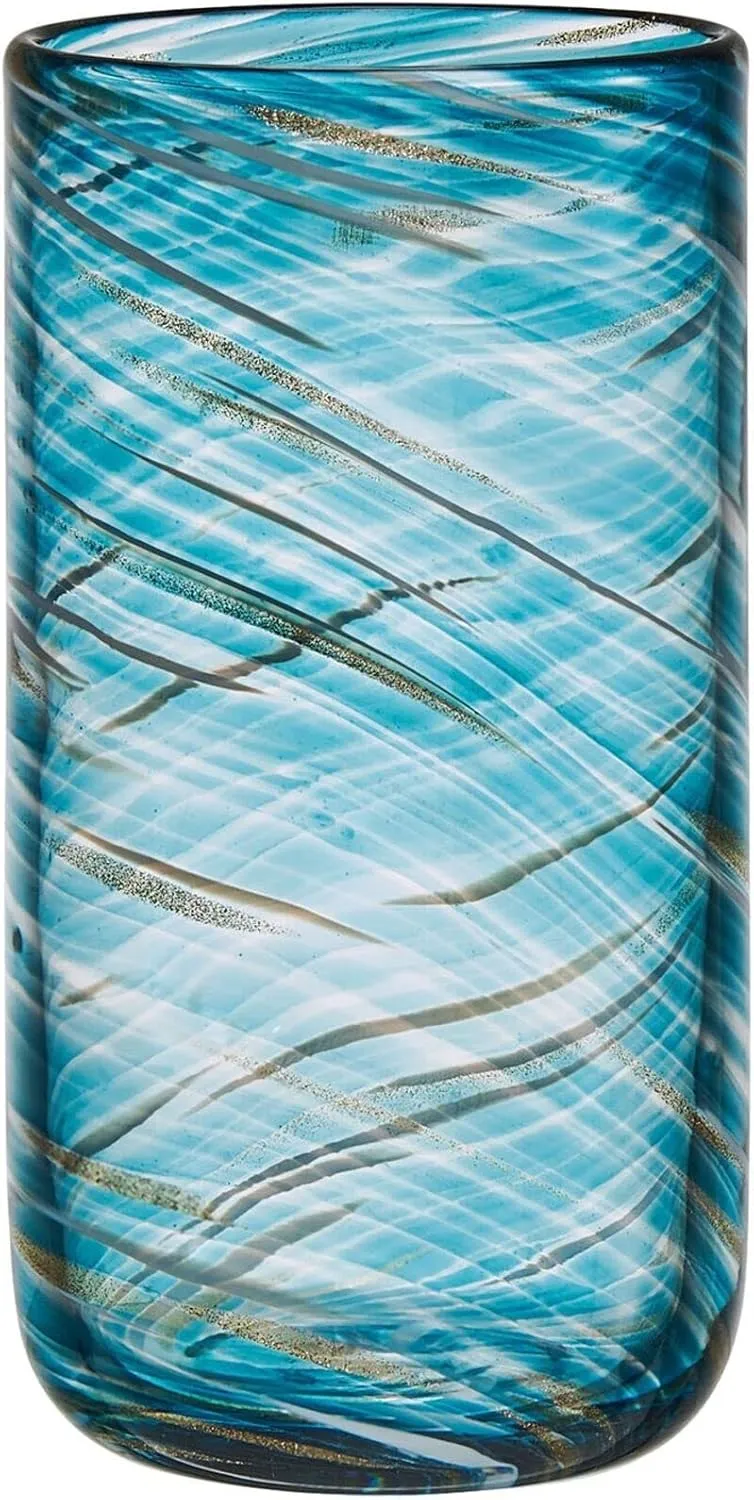 Mikasa Color Swirl Highball Tumbler Cups, Set of 4, Blue