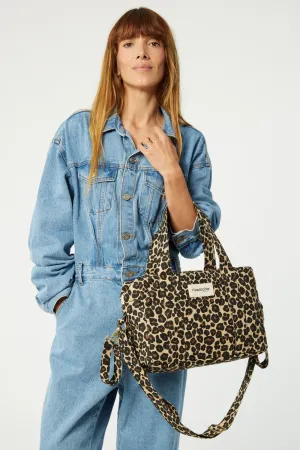 Mini Darcy the small anti diaper bag - Recycled cotton Leopard Beige sand
