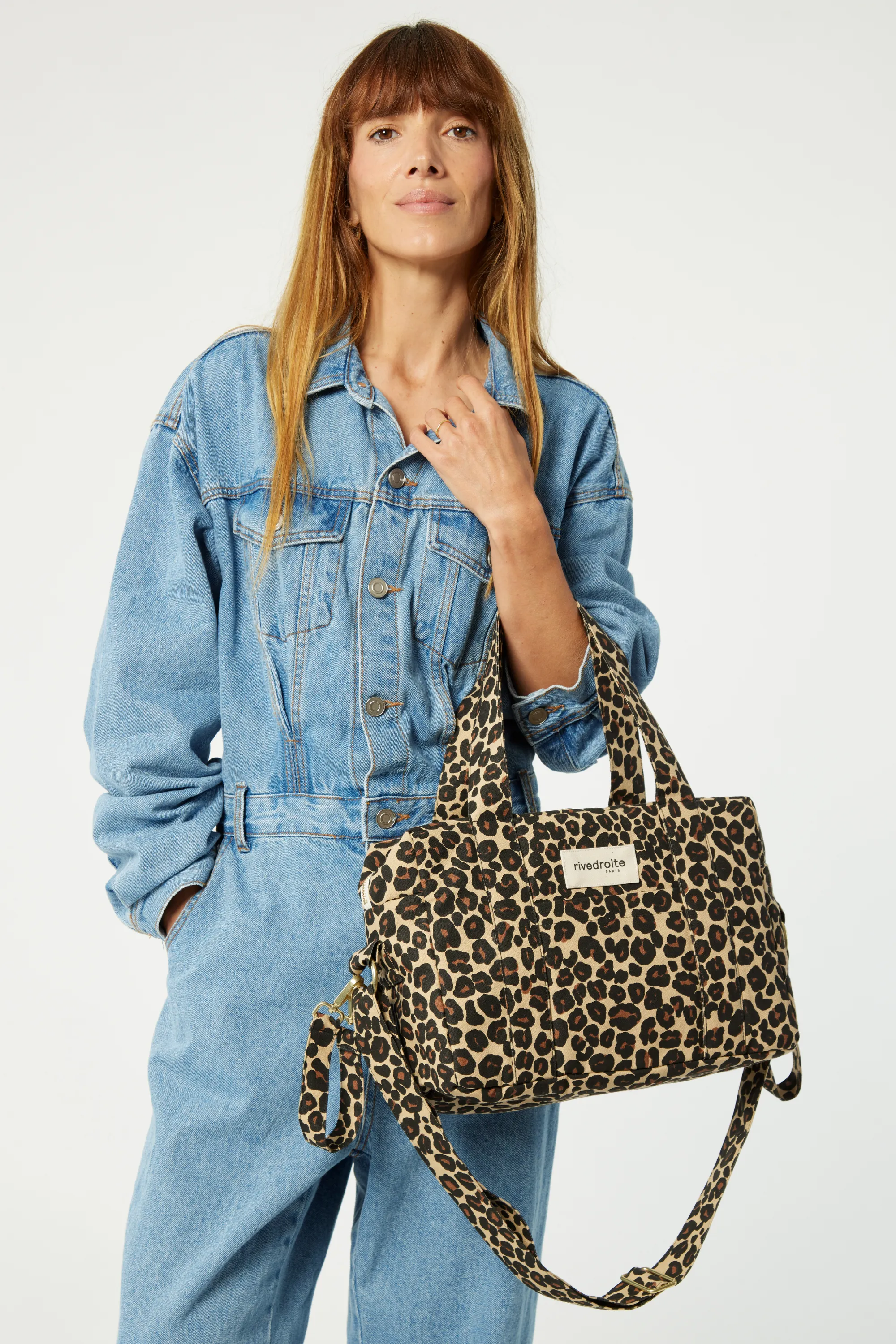 Mini Darcy the small anti diaper bag - Recycled cotton Leopard Beige sand