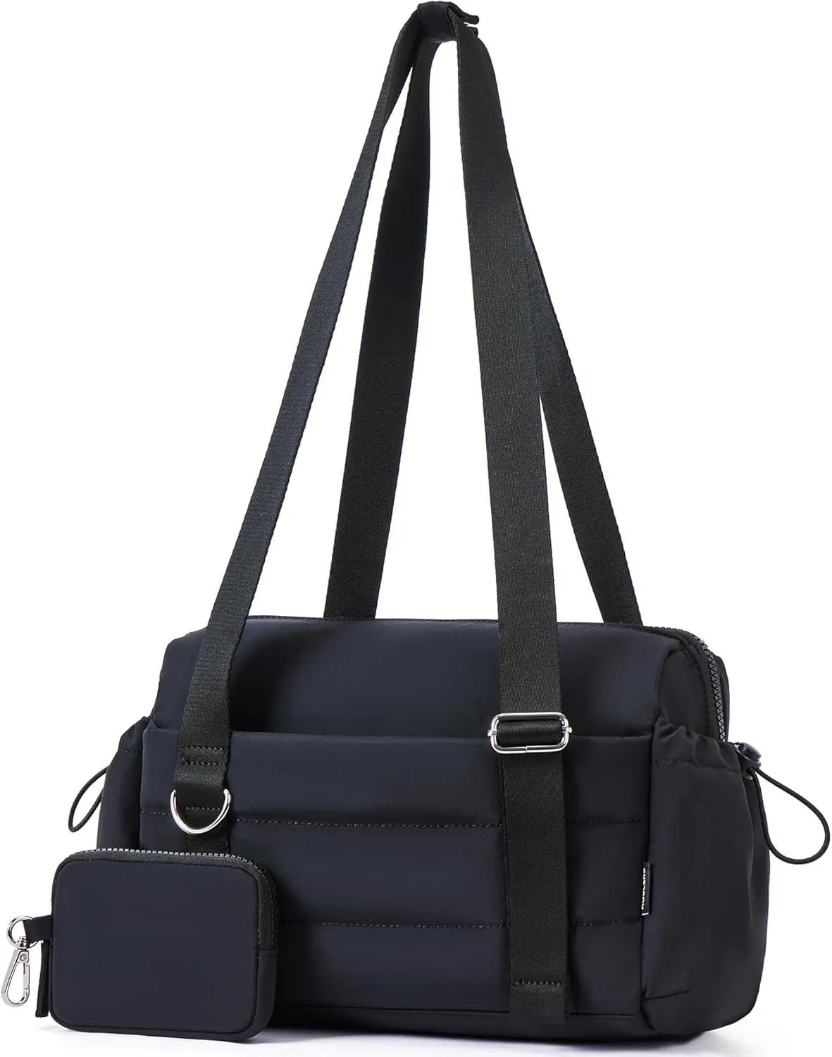 Mini Gym Bag for Women Girls Small Gym Tote Bag with Wet Compartment Waterproof Travel Duffle Bag Cute Workout Sport Bag (Black)