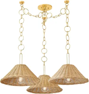 Mitzi H831803-AGB Dalia - 3 Light Chandelier 11.5 inches Tall and 38.5 inches Wide - Aged Brass