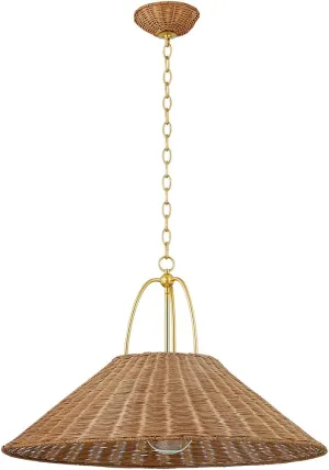 Mitzi HUSDON Valley Lighting H894701L-AGB Davida - 1 Light Pendant 19 inches Tall and 30 inches Wide - Aged Brass Finish