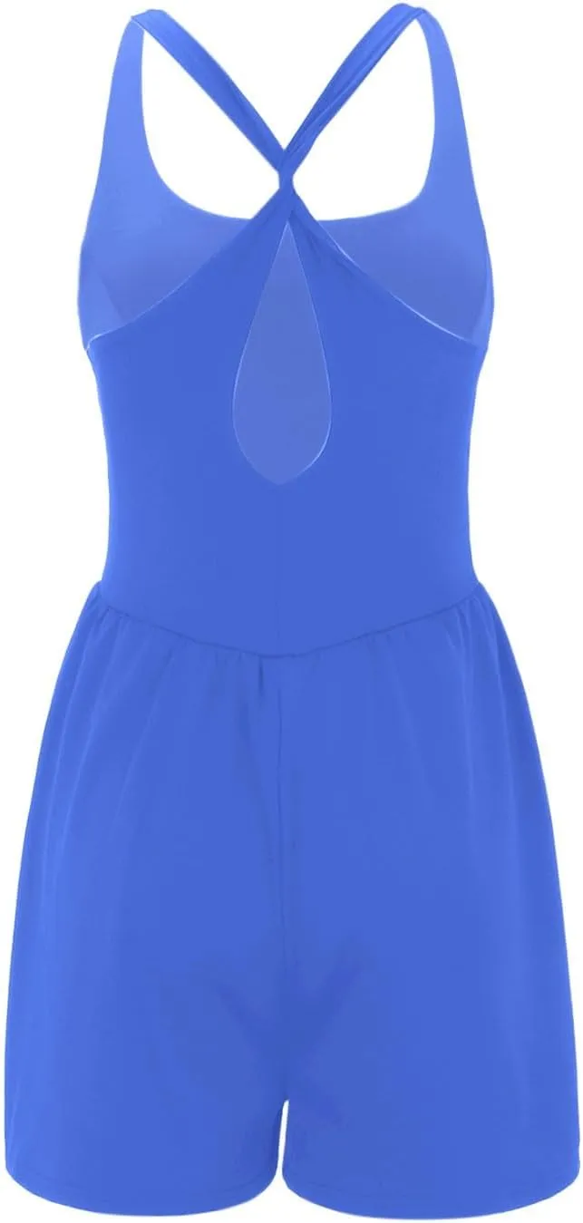 Miyaomn Casual Summer Workout Romper for Women Running Athletic Back Crisscross Sleeveless Jumpsuits Outfits Gym Yoga Clothes