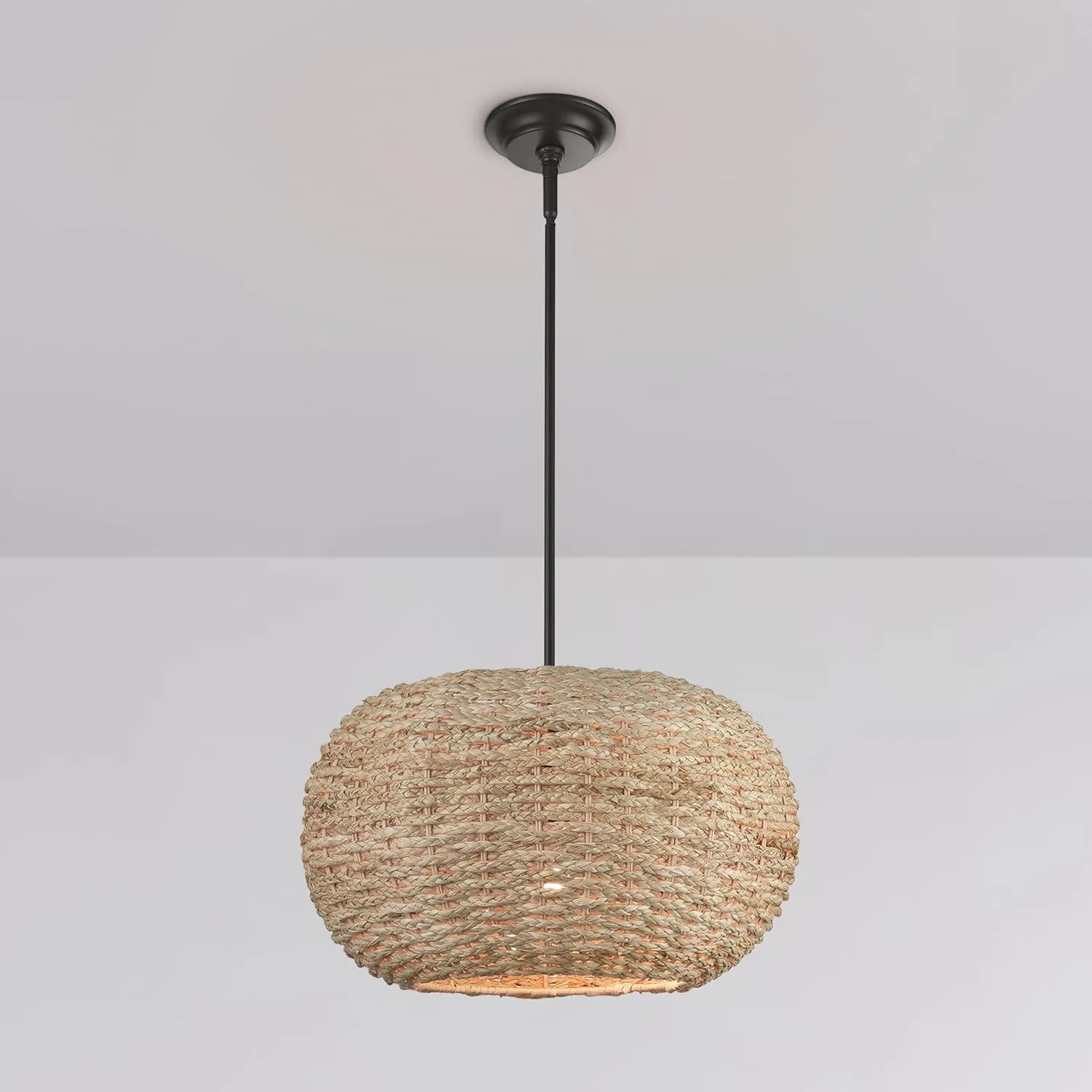 ML Lighting | Bemo Collection | 99301-OB | Indoor 1 Light Metal Pendant in Oiled Bronze with Rattan Rattan Shade | Kitchens, Dining Rooms, Living Rooms, Entryways, Hallways
