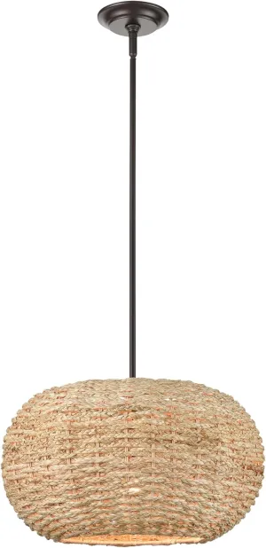 ML Lighting | Bemo Collection | 99301-OB | Indoor 1 Light Metal Pendant in Oiled Bronze with Rattan Rattan Shade | Kitchens, Dining Rooms, Living Rooms, Entryways, Hallways