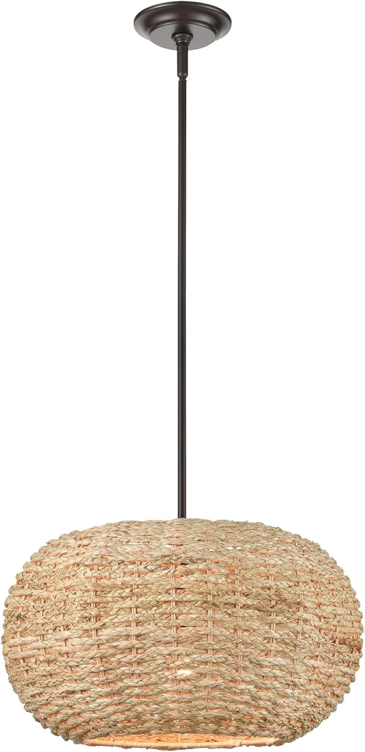 ML Lighting | Bemo Collection | 99301-OB | Indoor 1 Light Metal Pendant in Oiled Bronze with Rattan Rattan Shade | Kitchens, Dining Rooms, Living Rooms, Entryways, Hallways