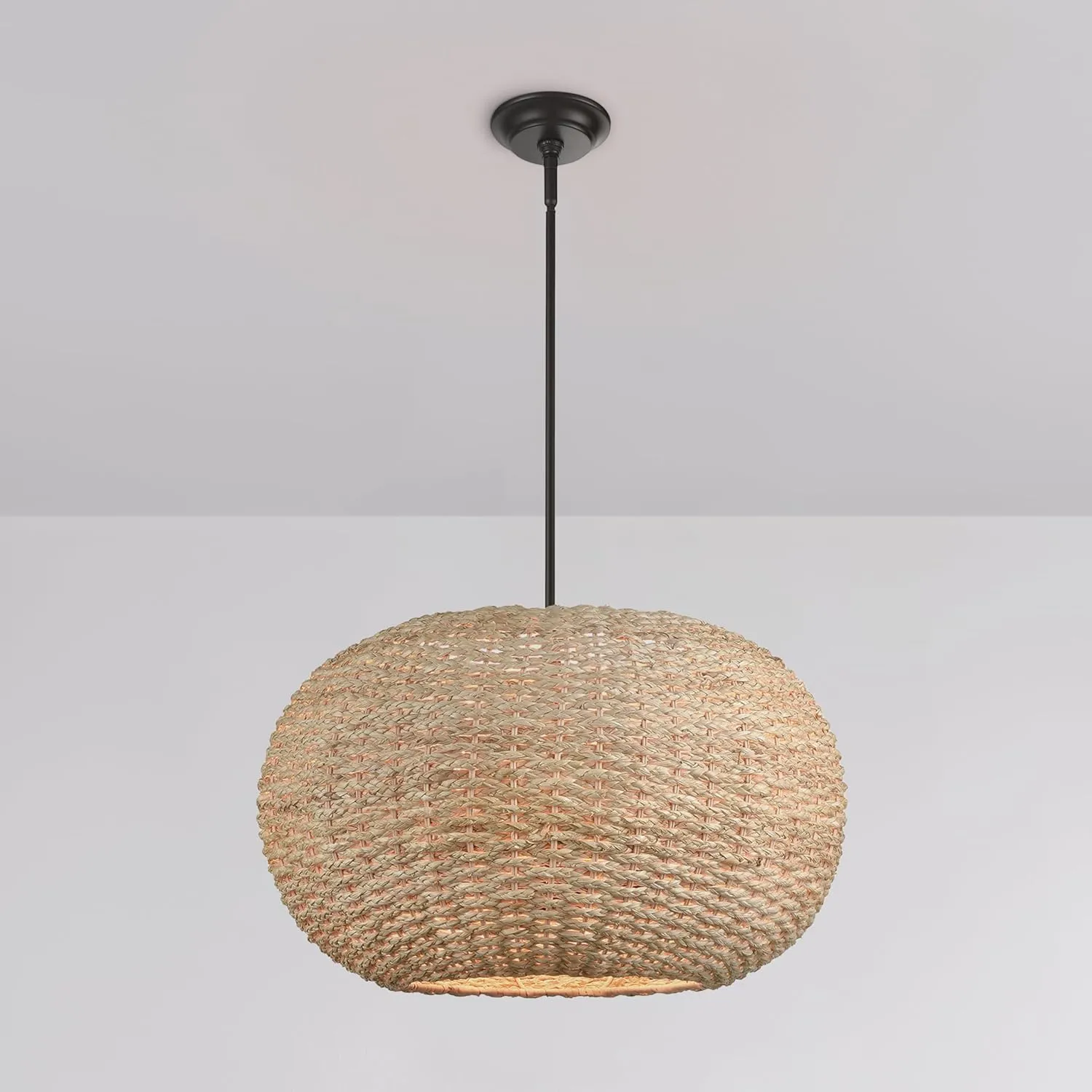 ML Lighting | Bemo Collection | 99302-OB | Indoor 3 Light Metal Pendant in Oiled Bronze with Rattan Rattan Shade | Kitchens, Dining Rooms, Living Rooms, Entryways, Hallways