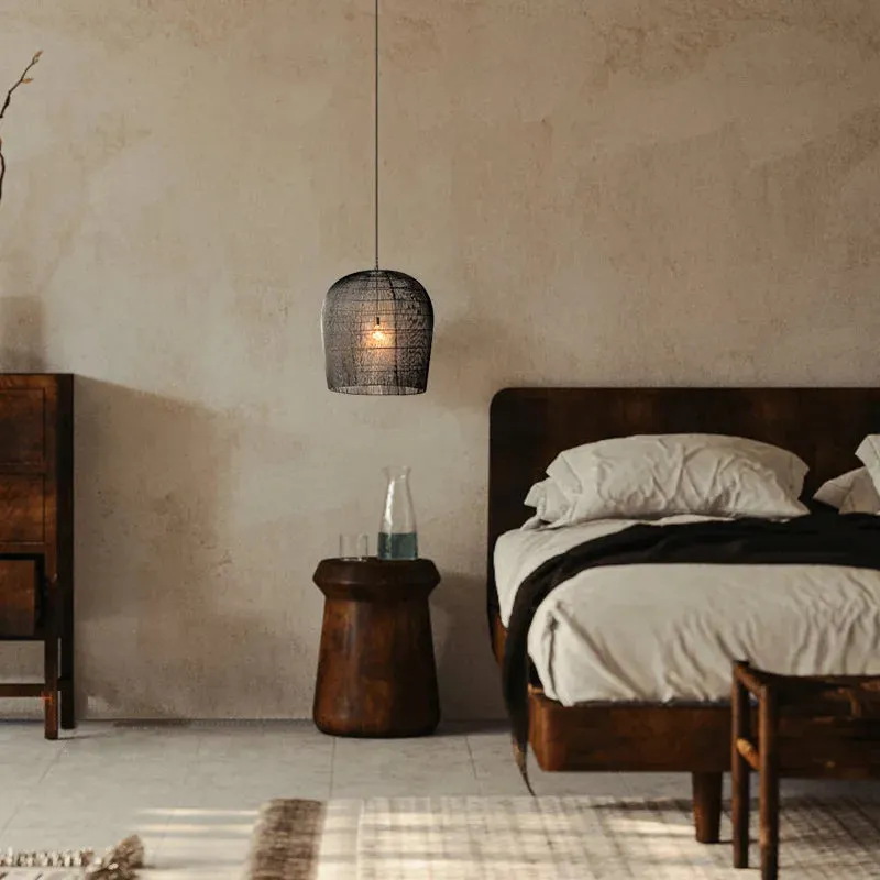Modern Kitchen Island Black Rattan Pendant Light