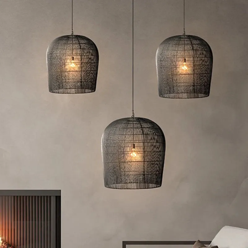 Modern Kitchen Island Black Rattan Pendant Light