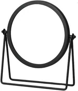 Modern Nordic Style Iron Tabletop Makeup Mirror, Circular Rotating Tabletop Stand Mirror,360° Rotating Single Vanity Mirror (BlackA)