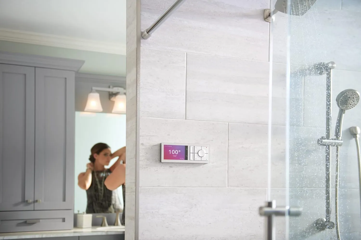 Moen 3669EPBN Collection Eco-Performance 4-Spray Pattern Handheld Showerhead with 69 Long Hose and 30-Inch Slide Bar, 1, Brushed Nickel