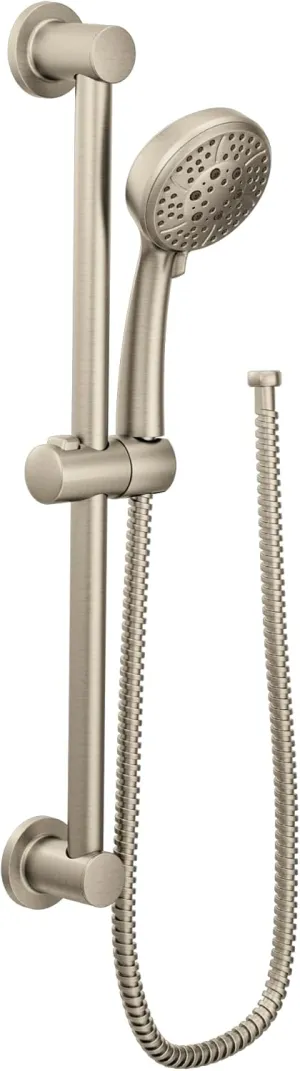 Moen 3669EPBN Collection Eco-Performance 4-Spray Pattern Handheld Showerhead with 69 Long Hose and 30-Inch Slide Bar, 1, Brushed Nickel