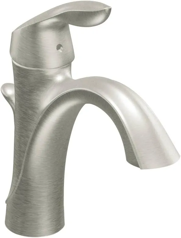 MOEN 6400BN Eva Collection One Handle Single Hole Bathroom Sink Faucet with Optional Deckplate and Drain Assembly, 0.375, Brushed Nickel