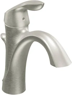 MOEN 6400BN Eva Collection One Handle Single Hole Bathroom Sink Faucet with Optional Deckplate and Drain Assembly, 0.375, Brushed Nickel