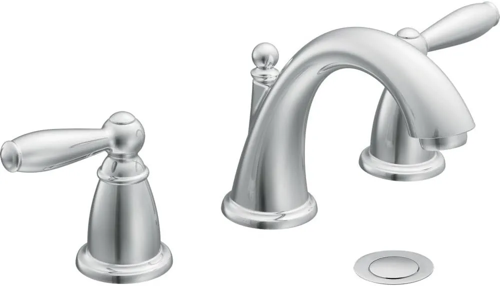 Moen Brantford Chrome Two-Handle Widespread Bathroom Faucet Trim Kit for 3-hole Setups, Valve Required, T6620