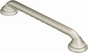 Moen Brushed Nickel Bathroom Safety 12-Inch Designer Bathroom Grab Bar with Curled Grip, Shower Handles for Elderly, R8712D3GBN