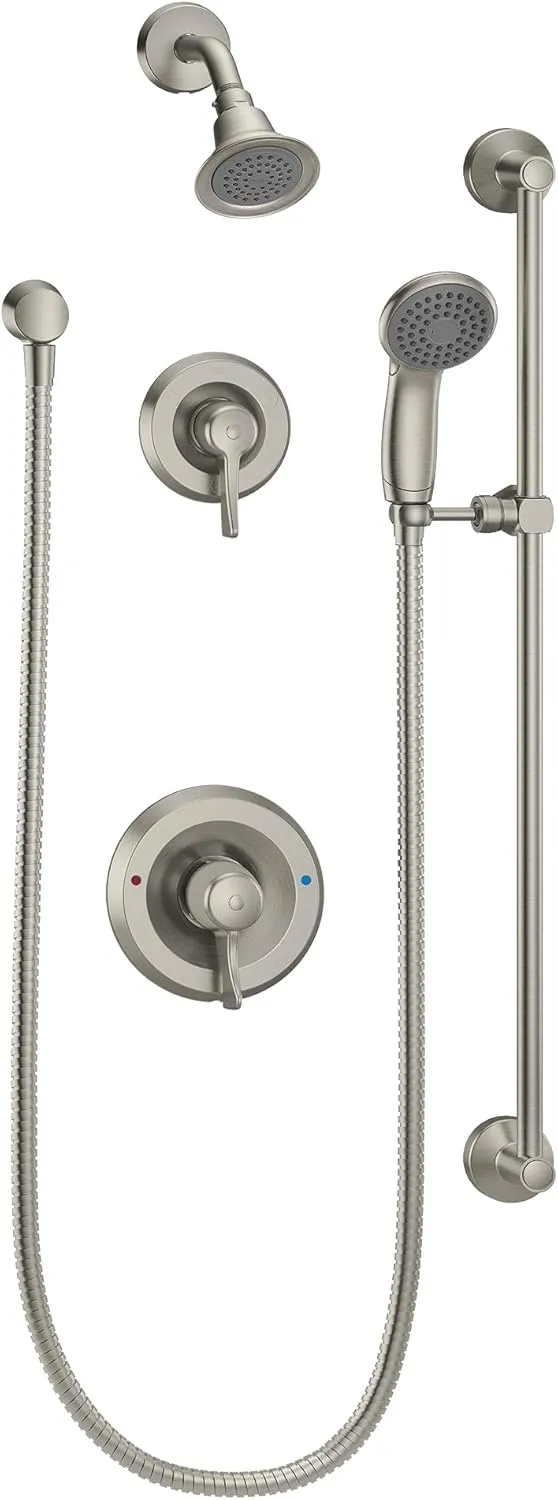 Moen Commercial Classic Brushed Nickel Posi-Temp Pressure Balancing Eco-Performance Shower and Handshower Trim without Valves, T8342EP15CBN