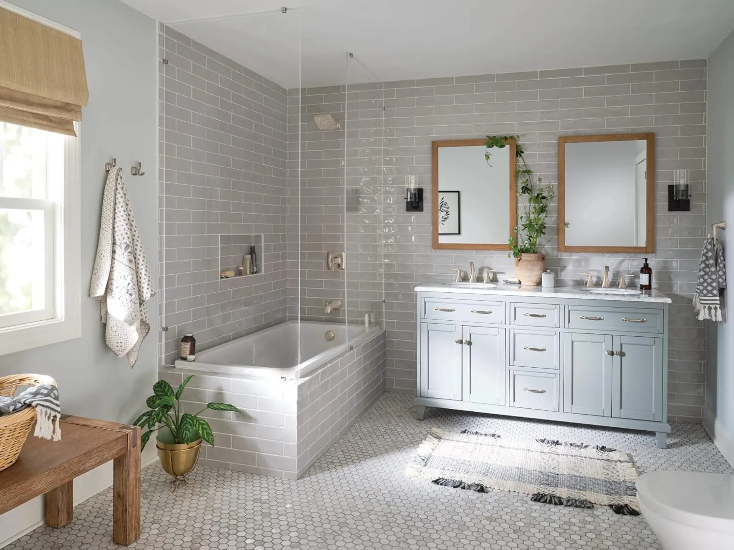 Moen T6905BN Voss Two-Handle Widespread Bathroom Faucet Trim Kit, Transitional Style Bathroom Sink Faucet with 3-Hole Application, Valve Required-Sold Separately, Brushed Nickel