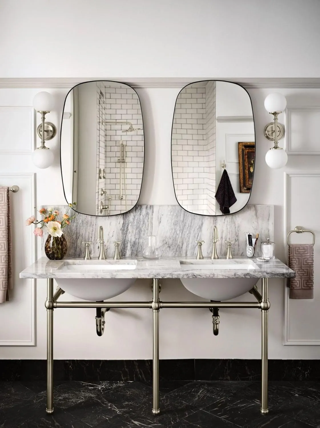 Moen TS44103BN Colinet Traditional Two-Handle Widespread High-Arc Bathroom Faucet with Cross Handles, Valve Required, Brushed Nickel